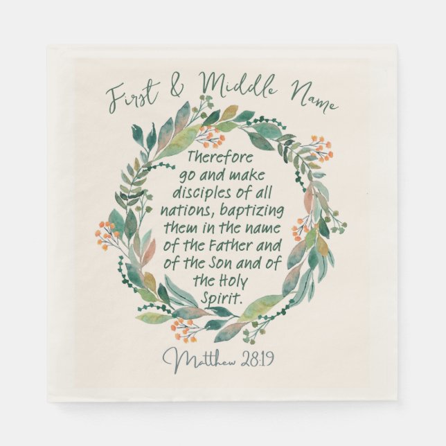 Matthew 28:19 Taufe Serviette (Vorderseite)