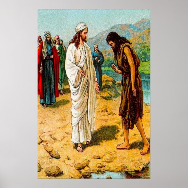 Matthew 3:13-15 Jesus kommt zu Johannes Poster (Vorne)