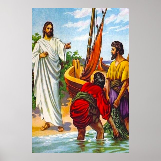 Matthew 4:18-22 Jesus ruft Fischer auf, 2 zu folge Poster (Vorne)