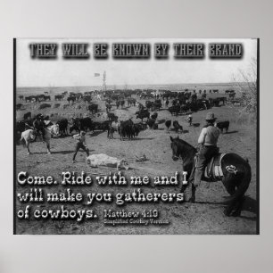 Matthew 4:19 Vereinfachte Cowboy-Version Poster