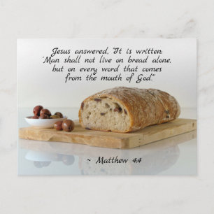 Matthew 4:4 Der Mensch darf nicht allein von Brot Postkarte