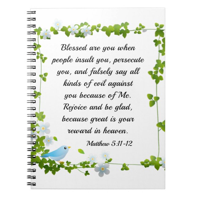 Matthew 5:11-12 Selig sind Sie Beatitudes Bibel Notizblock (Vorderseite)