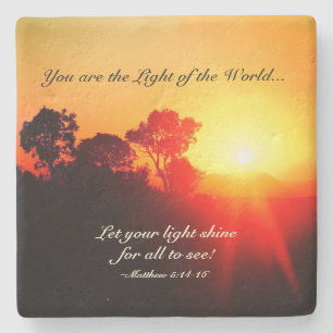 Matthew 5 14-16 ließ Ihren hellen Shine, Steinuntersetzer