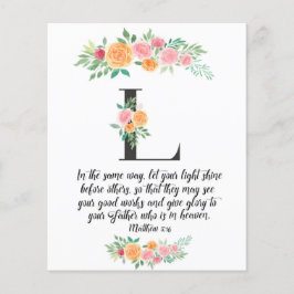 Matthew 5:16, Letter L, Aquarellschrift-Karte