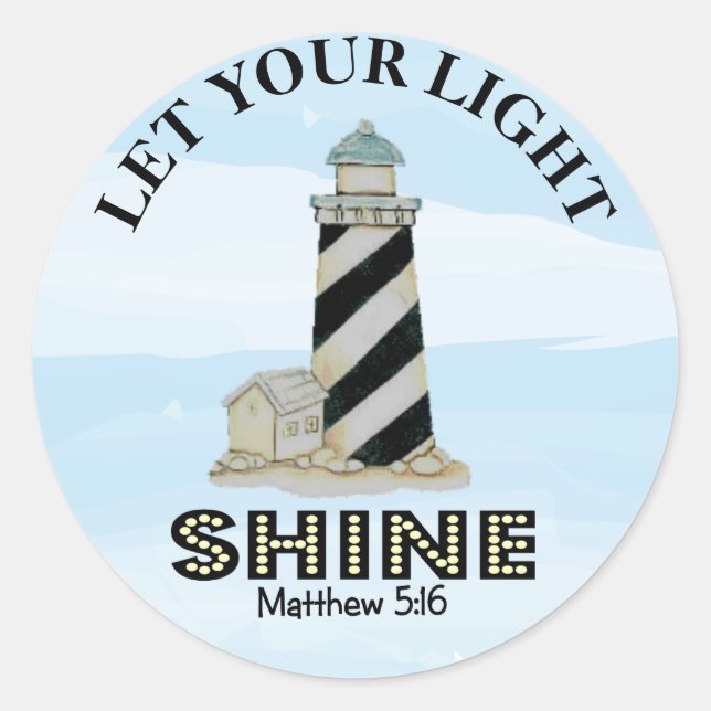 Matthew 5 16 Lighthouse Classic Round Sticker (Vorderseite)