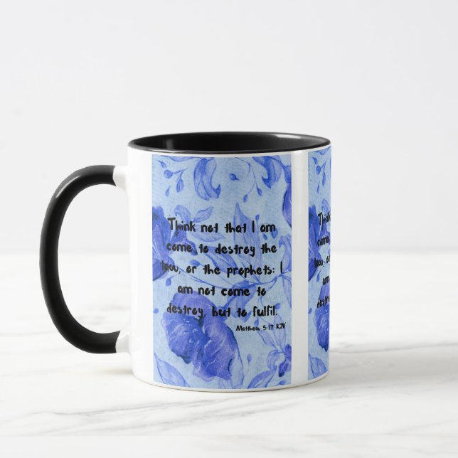 Matthew 5:17 KJV Bible Scripture Pic Two-Tone Tasse (Links)
