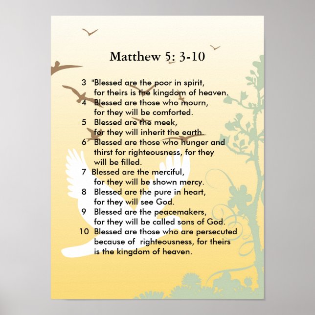Matthew 5 3-10 Jesus-Predigt Poster (Vorne)