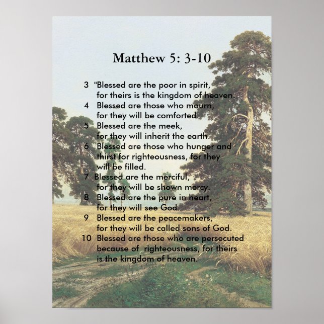 Matthew 5 3-10 Jesus-Predigt Poster (Vorne)
