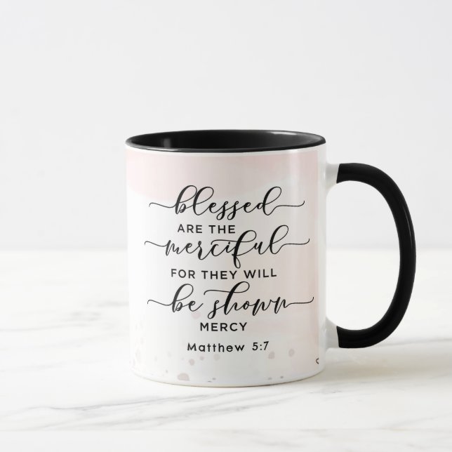 Matthew 5:7 Gesegnet sind die barmherzige Bibelver Tasse (Rechts)