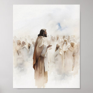 Matthew 5-7 Wasserfarben Kunst drucken Poster