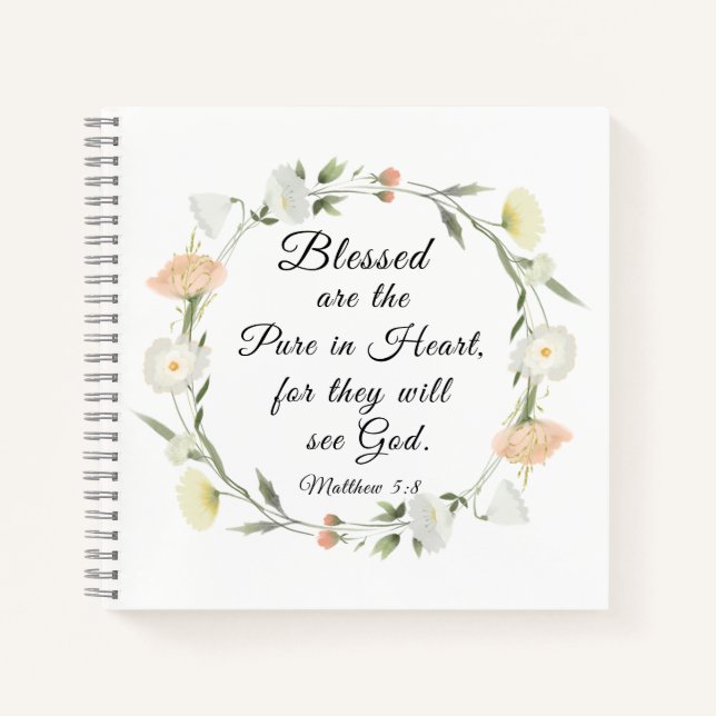 Matthew 5:8 Gesegnet sind die Reine im Herzen Notizbuch (Vorderseite)