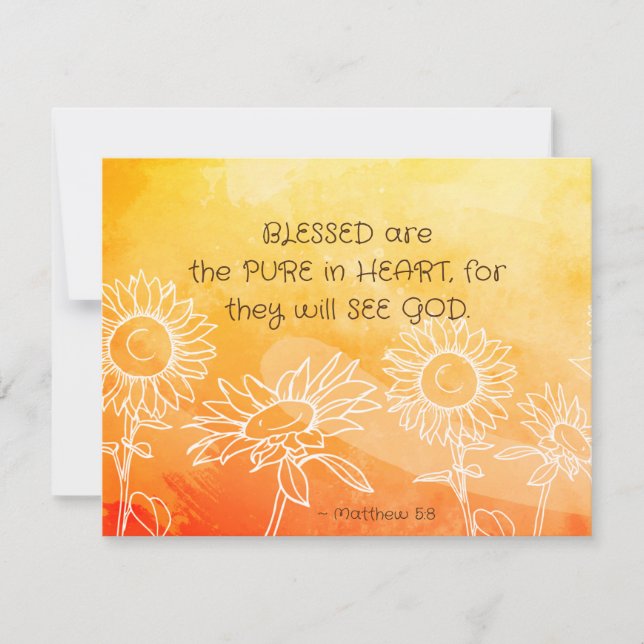 Matthew 5:8 Gesegnet sind reine Heart Bible Flat Karte (Vorderseite)