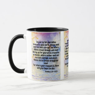 Matthew 6:19-21 KJV Bible Scripture Pic Two-Tone Tasse