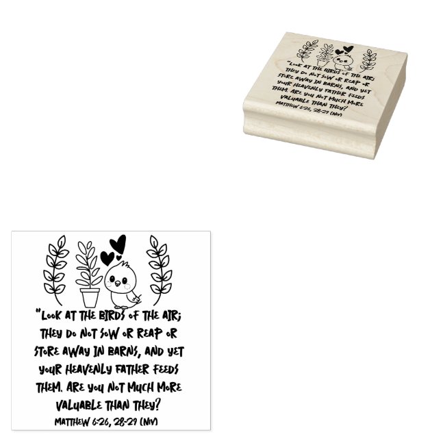 Matthew 6:26 28-29 Hauspflanzenschutz Gummistempel (Stempel)