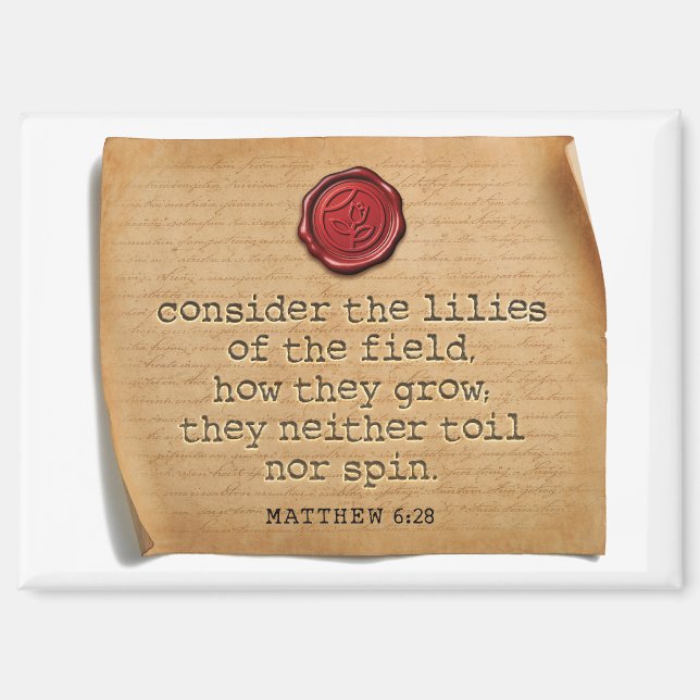 Matthew 6:28 Küchenmagnet Home Accent Magnet (Vorderseite)