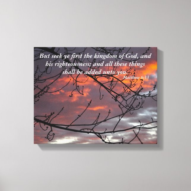 Matthew 6:33 Bibelverse-Leinwand Leinwanddruck (Vorderseite)