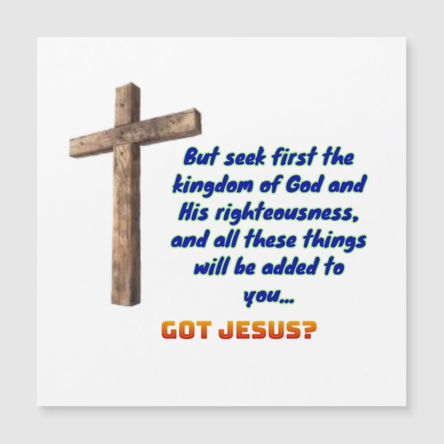 Matthew 6:33 Cross Magnetkarte (Vorderseite)