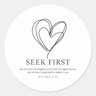 Matthew 6:33 Seek Erstes das Königreich Gottes Runder Aufkleber