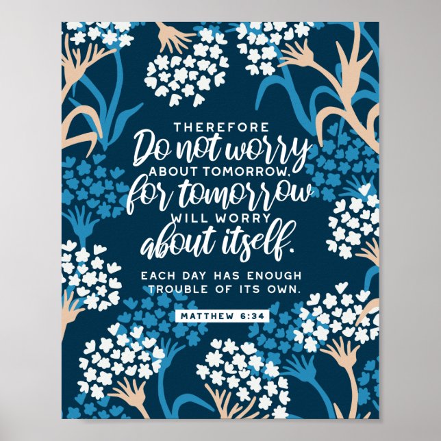 Matthew 6:34 Bibelverse Poster (Vorne)