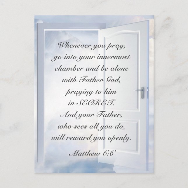 Matthew 6:6 Wenn du Christliche Verse betest Postkarte (Vorderseite)