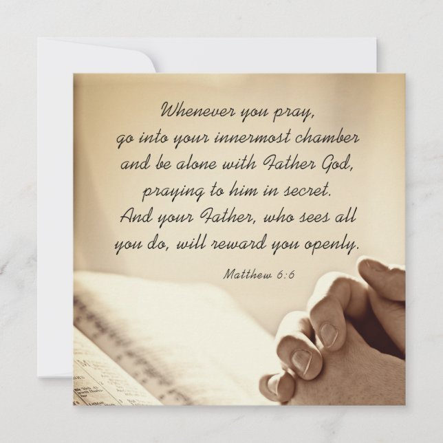 Matthew 6:6 Wenn Sie Christliche Bibelkarte beten (Vorderseite)