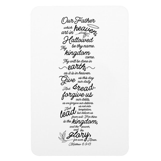 Matthew 6:9-13 Das Vers der Gebetsbibel des Herrn Magnet (Vertikal)