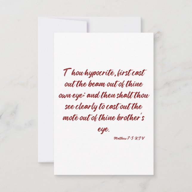Matthew 7:5 KJV Bible Verse Flat Greeting Card Karte (Vorderseite)