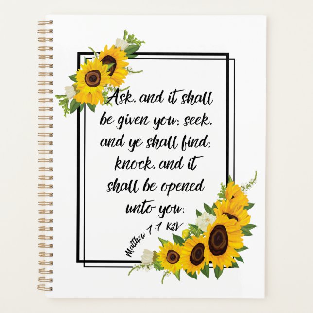 Matthew 7:7 Bible Verse Calendar Planner Planer (Vorderseite)
