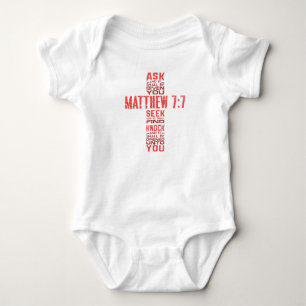 Matthew 7:7 Bible Verse Cross Unisex Baby Strampler