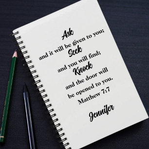 Matthew 7:7 Bible Verse Individuelle Name Sketchbo Notizbuch