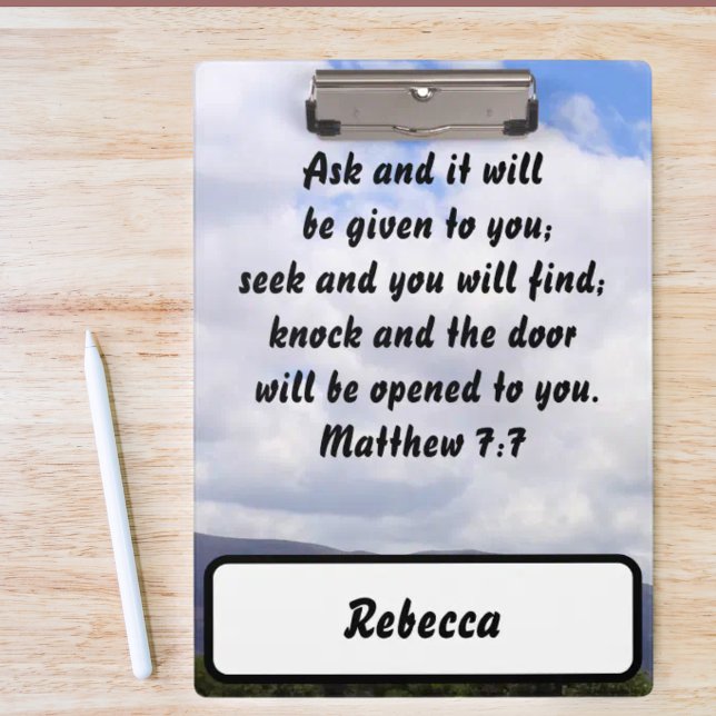 Matthew 7:7 Favorite Custom Bible Verse Klemmbrett (Von Creator hochgeladen)