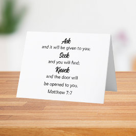 Matthew 7:7 Fragen Seek Knock Bible Verse Dankeskarte