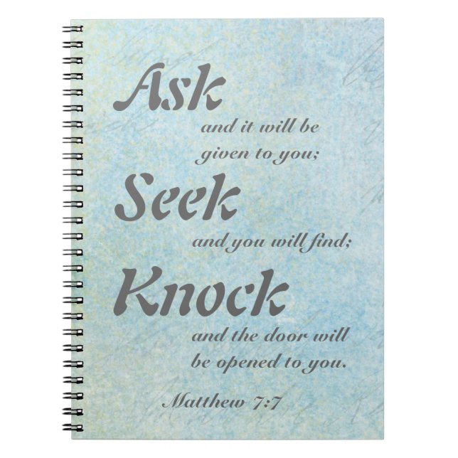 Matthew 7:7, Notebook Notizblock (Vorderseite)