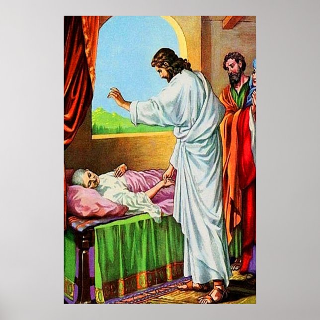 Matthew 8:14 15 Heilung von Peters Mutter im Recht Poster (Vorne)
