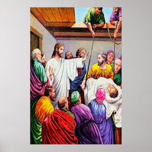 Matthew 9:1-8 Jesus gibt und heilt Poster