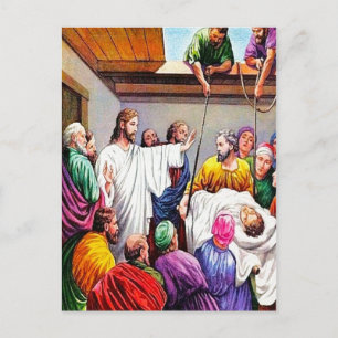 Matthew 9:1-8 Jesus vergibt und heilt Postkarte
