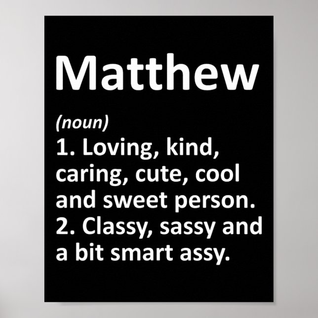 Matthew Definition Personalisierter Name Lustiger  Poster (Vorne)