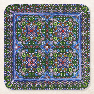 Matthew Digby Wyatt Textile Design in grün blau Rechteckiger Pappuntersetzer