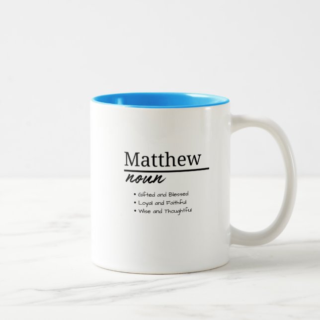 Matthew, Personalisierter Name, Begriffsbestimmung Zweifarbige Tasse (Rechts)