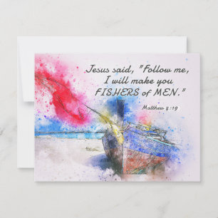 Matthieu 4:19 Pêcheurs de Hommes Bible Verse Carte