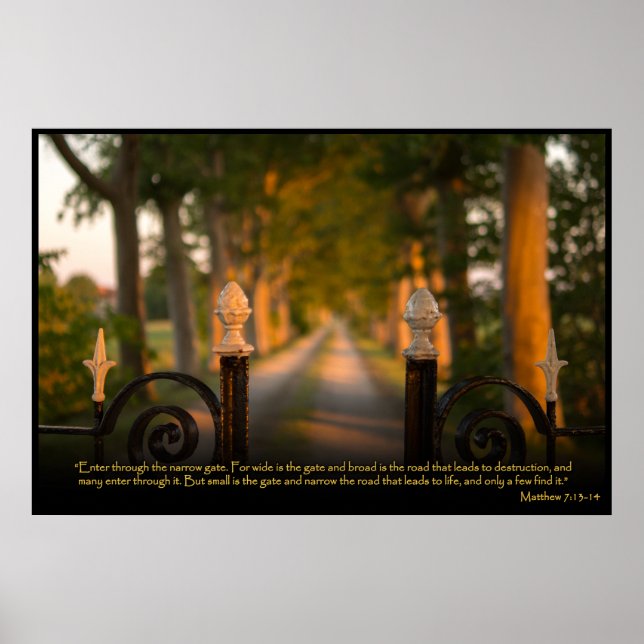 Matthieu 7:13-14 Poster de la Bible chrétienne (Devant)