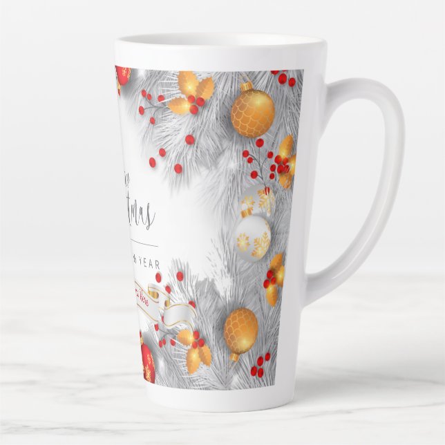Mattiert Berries Weihnachten (Vollbildabdeckung) Milchtasse (Rechts)