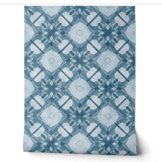 Mattiert-Blaue Geometrische Schneeflocke Tapete