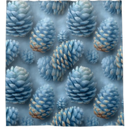 Mattiert-Blaue Pinecones Duschvorhang