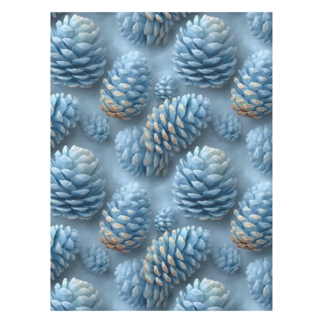 Mattiert-Blaue Pinecones Tischdecke (Vorderseite)