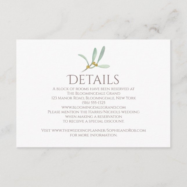 Mattiert Mistletoe Winter Wedding Begleitkarte (Vorderseite)