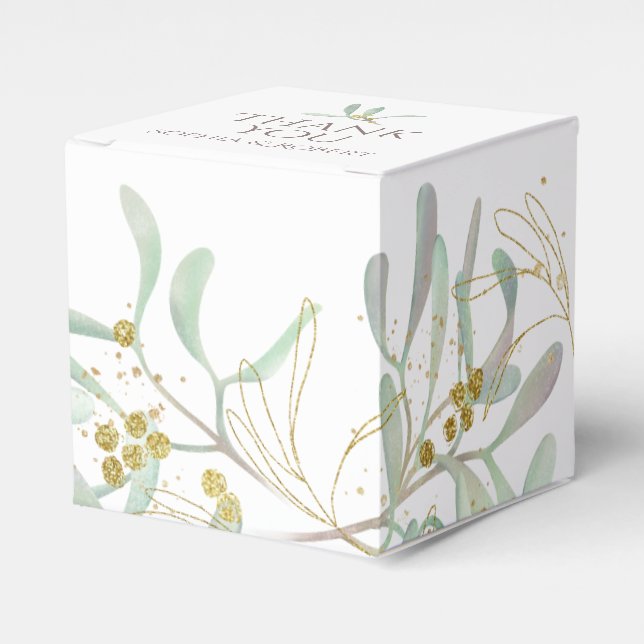 Mattiert Mistletoe Winter Wedding Geschenkschachtel (Vorderseite)