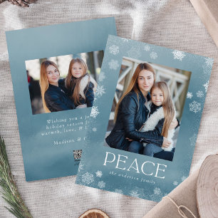 Mattiert Peace Icy Blue Watercolor Foto Feiertagskarte