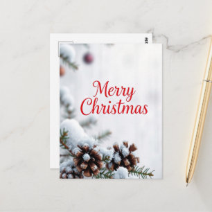 Mattiert Pine Cone Frohe Weihnachtsgestaltung Postkarte