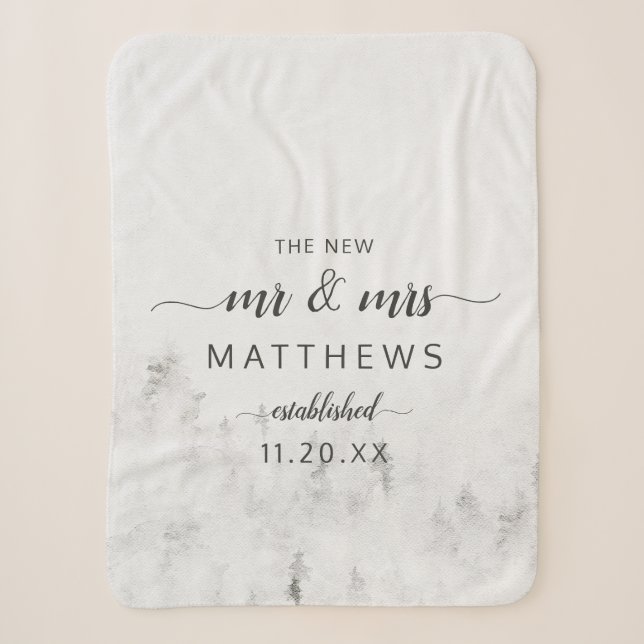 Mattiert Pines Rustic The New Mr & Mrs Newlyweds Sherpadecke (Vorderseite)